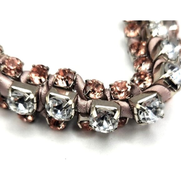 Blush Pink & Colorless Rhine Stone Toggle Bracelet With Ribbon - Picture 3 of 3